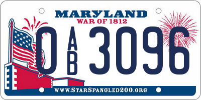 MD license plate 0AB3096