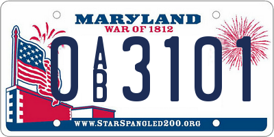 MD license plate 0AB3101