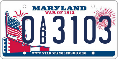 MD license plate 0AB3103