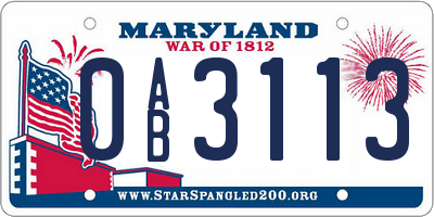 MD license plate 0AB3113