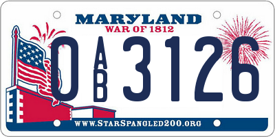 MD license plate 0AB3126