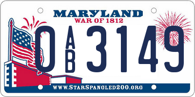 MD license plate 0AB3149
