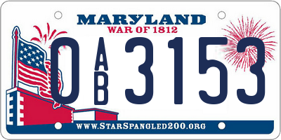 MD license plate 0AB3153