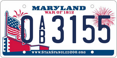 MD license plate 0AB3155