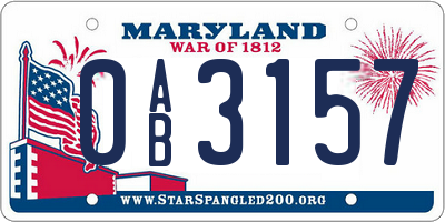MD license plate 0AB3157