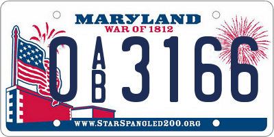MD license plate 0AB3166