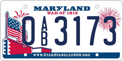 MD license plate 0AB3173