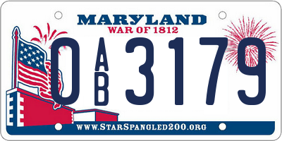MD license plate 0AB3179