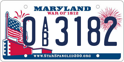MD license plate 0AB3182