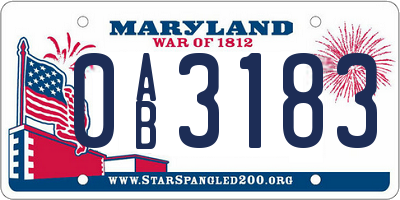 MD license plate 0AB3183