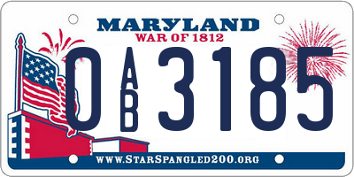 MD license plate 0AB3185