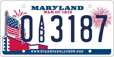 MD license plate 0AB3187