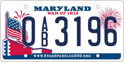 MD license plate 0AB3196