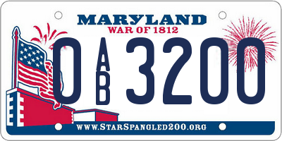 MD license plate 0AB3200