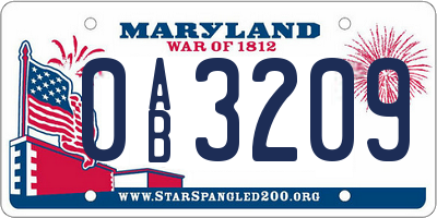 MD license plate 0AB3209