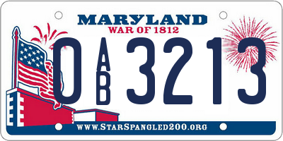 MD license plate 0AB3213