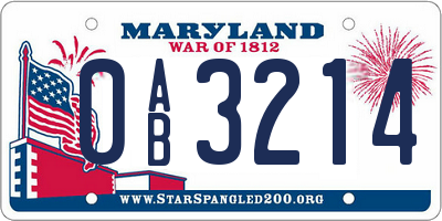 MD license plate 0AB3214