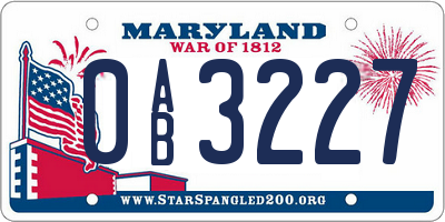 MD license plate 0AB3227