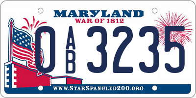 MD license plate 0AB3235