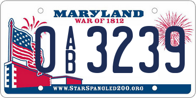 MD license plate 0AB3239