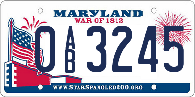 MD license plate 0AB3245