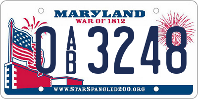 MD license plate 0AB3248