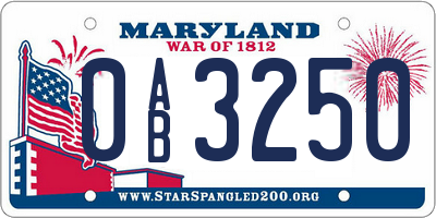 MD license plate 0AB3250