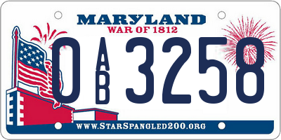 MD license plate 0AB3258