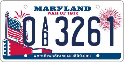MD license plate 0AB3261