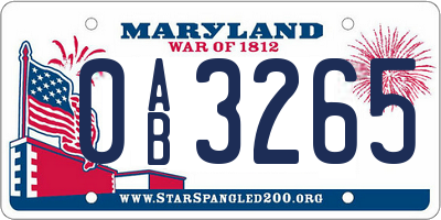 MD license plate 0AB3265