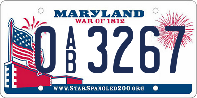MD license plate 0AB3267
