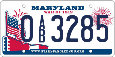MD license plate 0AB3285