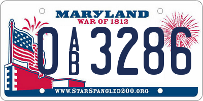 MD license plate 0AB3286