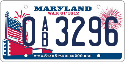 MD license plate 0AB3296