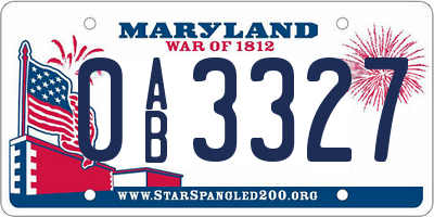 MD license plate 0AB3327