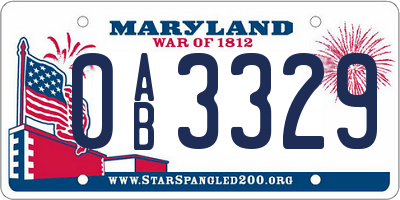 MD license plate 0AB3329