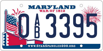 MD license plate 0AB3395
