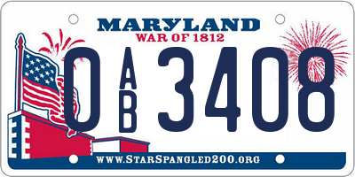 MD license plate 0AB3408