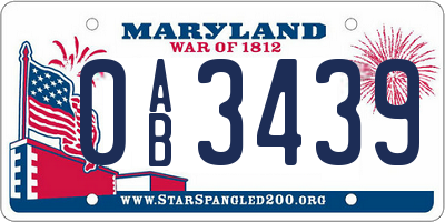 MD license plate 0AB3439