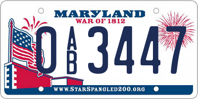 MD license plate 0AB3447