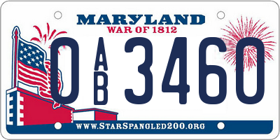 MD license plate 0AB3460