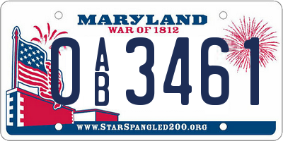 MD license plate 0AB3461