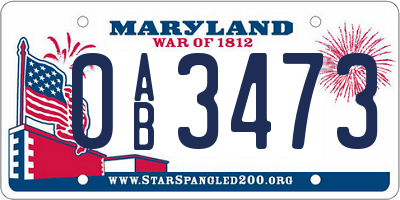 MD license plate 0AB3473