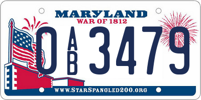 MD license plate 0AB3479
