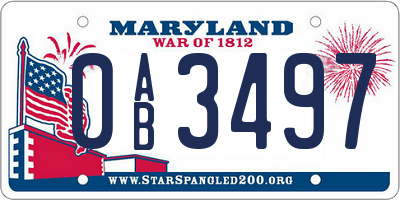 MD license plate 0AB3497