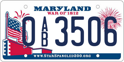MD license plate 0AB3506
