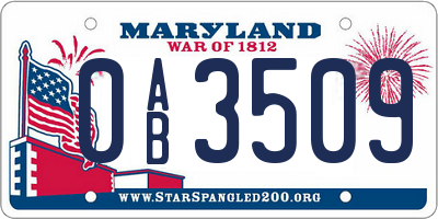 MD license plate 0AB3509