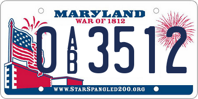 MD license plate 0AB3512