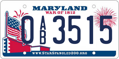 MD license plate 0AB3515
