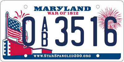 MD license plate 0AB3516